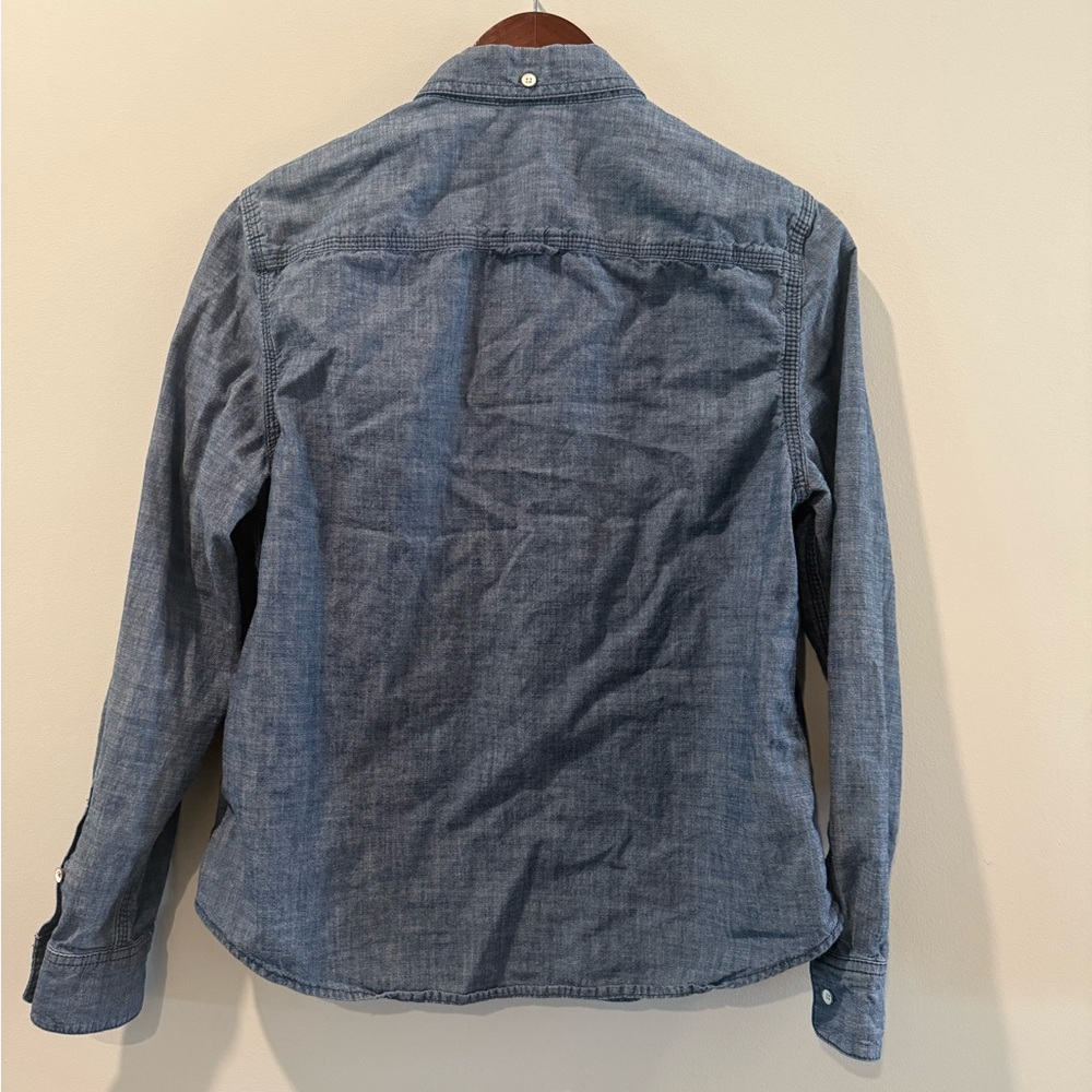 Lands' End Women’s Casual Blue Button Down Denim Shirt Size 12P - Picture 3 of 5